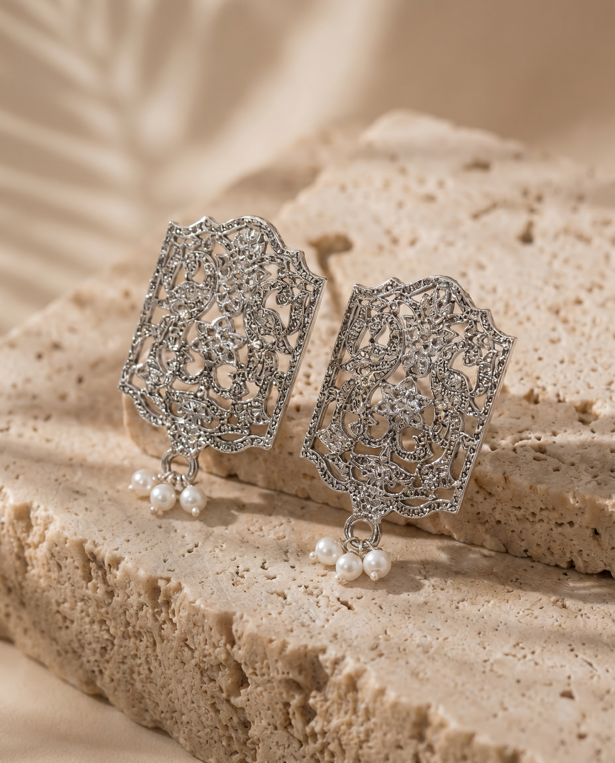 Silver Plated pearl Jhumka