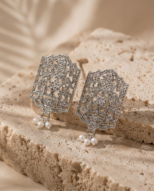 Silver Plated pearl Jhumka