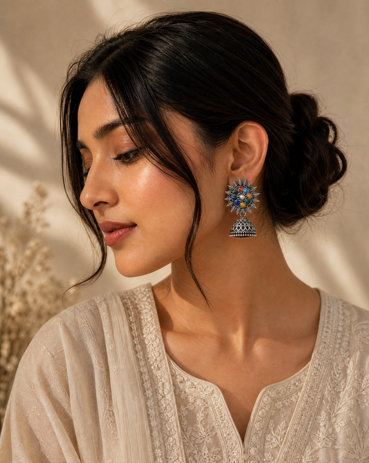Traditional Oxidised Jhumka Multi