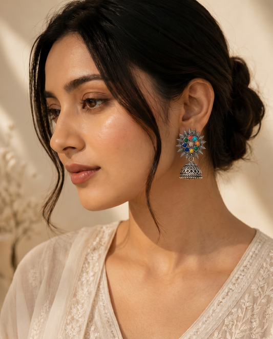 Traditional Oxidised Jhumka Multi